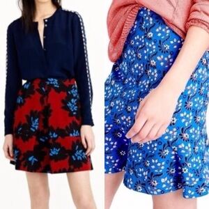 J.Crew Red Blue Floral Skirt Lot Size 8